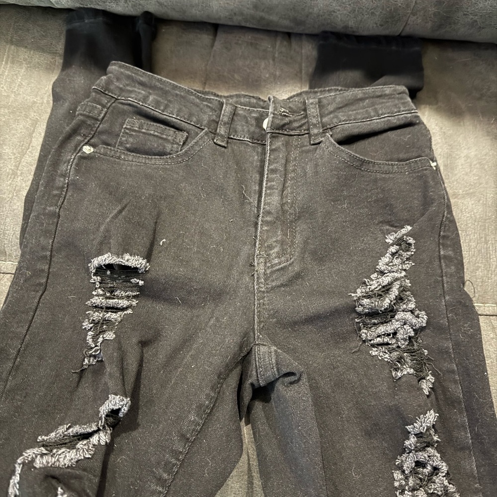 Distressed Black Jeans for Women